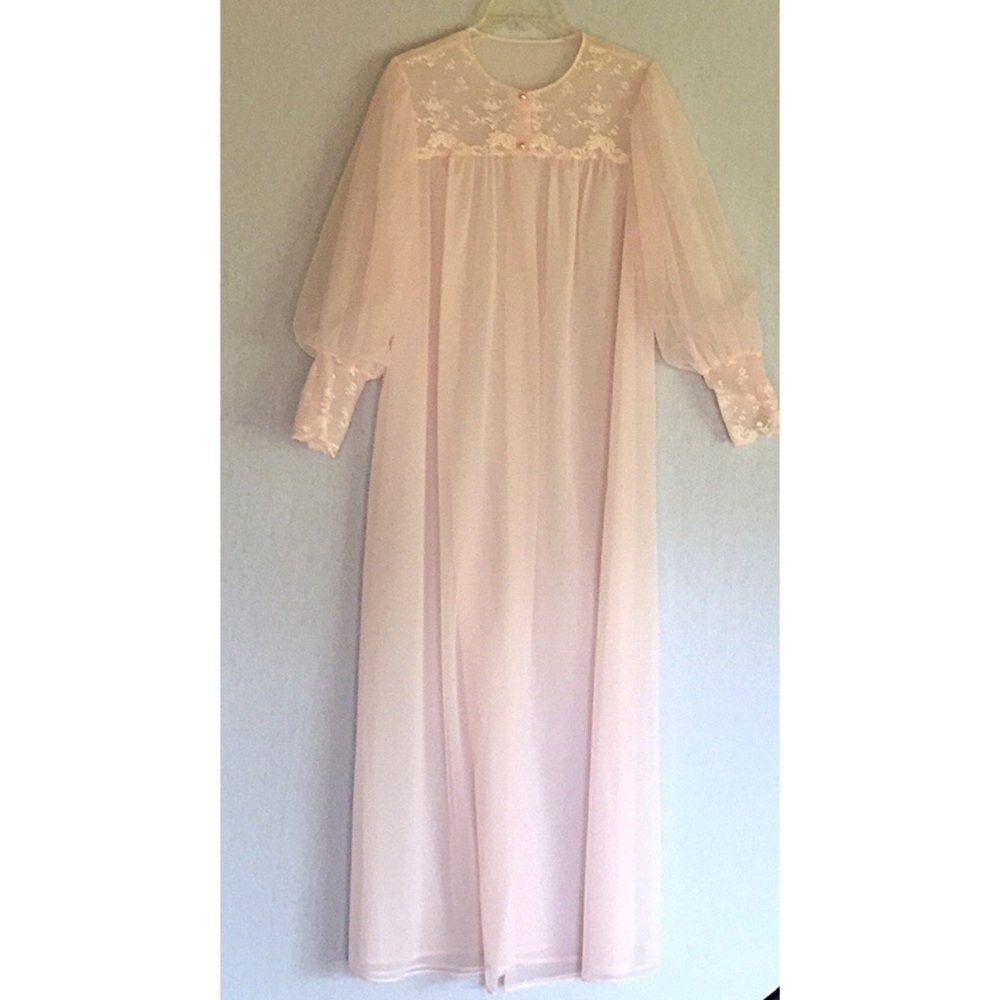 Vintage Shadowline double layer pink nylon robe M 92 - Picture 5 of 9